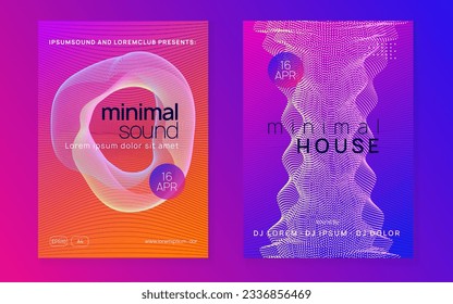 Dj event. Dynamic fluid shape and line. Energy concert banner set. Dj event neon flyer. Techno trance party. Electro dance music. Electronic sound. Club fest poster.