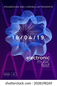 Dj event. Dynamic gradient shape and line. Creative discotheque banner concept. Dj event neon flyer. Techno trance party. Electro dance music. Electronic sound. Club fest poster.