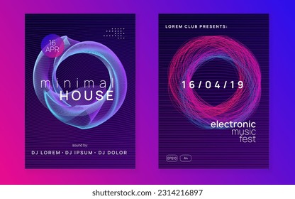 Dj event. Energy concert magazine set. Dynamic fluid shape and line. Dj event neon flyer. Techno trance party. Electro dance music. Electronic sound. Club fest poster.