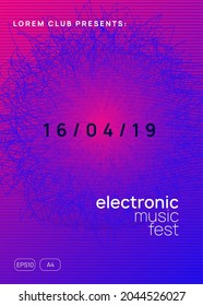Dj event. Geometric show cover design. Dynamic gradient shape and line. Dj event neon flyer. Techno trance party. Electro dance music. Electronic sound. Club fest poster.