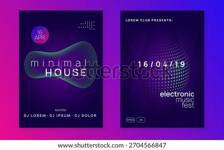 Dj Event. Pink Techno Poster. Violet Dance Magazine. Nightclub Disco Illustration. Trance Invite. Sound Festival Graphic. Fest Flyer. Blue Dj Event
