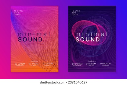 Dj event. Trendy concert invitation set. Dynamic fluid shape and line. Dj event neon flyer. Techno trance party. Electro dance music. Electronic sound. Club fest poster.