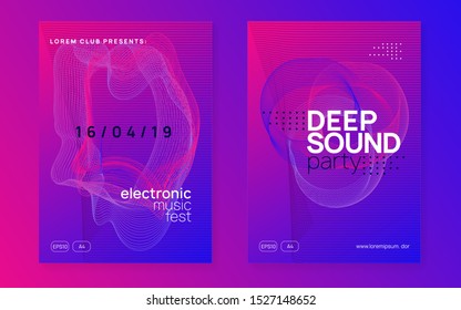 Dj event. Trendy discotheque invitation set. Dynamic gradient shape and line. Dj event neon flyer. Techno trance party. Electro dance music. Electronic sound. Club fest poster.