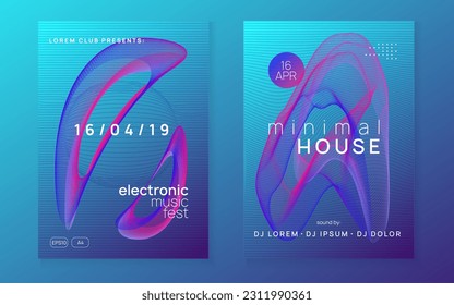 Dj event. Wavy show cover set. Dynamic gradient shape and line. Dj event neon flyer. Techno trance party. Electro dance music. Electronic sound. Club fest poster.