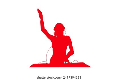 dj female silhouette icon illustration without background