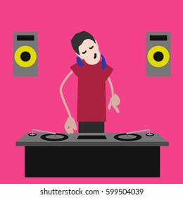 dj in flat design