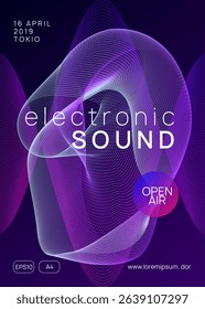 Dj Flyer. Concert Cover. Pink Discotheque Event. Night Club Set. Edm Festival Element. Nightclub Audio Illustration. Green Techno Banner. Violet Dj Flyer