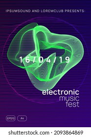 Dj flyer. Digital discotheque invitation concept. Dynamic gradient shape and line. Neon dj flyer. Electro dance music. Electronic sound event. Club fest poster. Techno trance party.