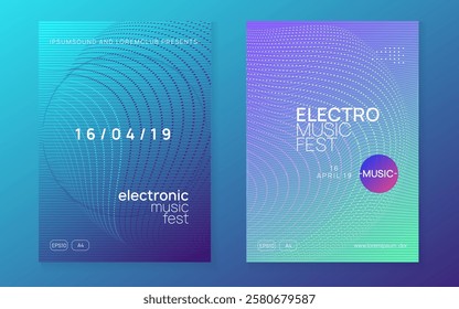 Dj Flyer. Discotheque Banner. Green Edm Background. Concert Vector. Techno Trance Template. Electronic Beat Illustration. Violet Fest Set. Pink Dj Flyer