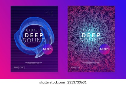 Dj flyer. Dynamic fluid shape and line. Cool concert cover set. Neon dj flyer. Electro dance music. Electronic sound event. Club fest poster. Techno trance party.