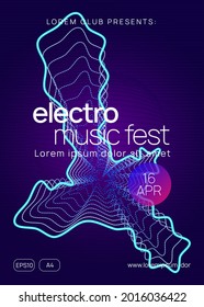 Dj flyer. Dynamic gradient shape and line. Energy concert banner concept. Neon dj flyer. Electro dance music. Electronic sound event. Club fest poster. Techno trance party.