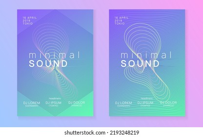 Dj flyer. Dynamic gradient shape and line. Curvy concert brochure set. Neon dj flyer. Electro dance music. Electronic sound event. Club fest poster. Techno trance party.