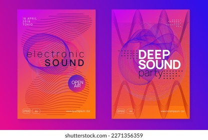 Dj flyer. Dynamic gradient shape and line. Energy show invitation set. Neon dj flyer. Electro dance music. Electronic sound event. Club fest poster. Techno trance party.