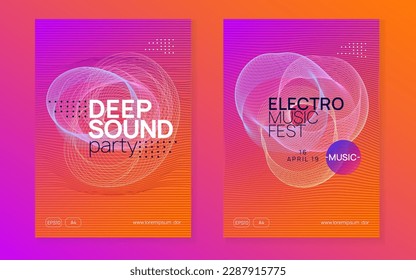 Dj flyer. Dynamic gradient shape and line. Abstract show cover set. Neon dj flyer. Electro dance music. Electronic sound event. Club fest poster. Techno trance party.