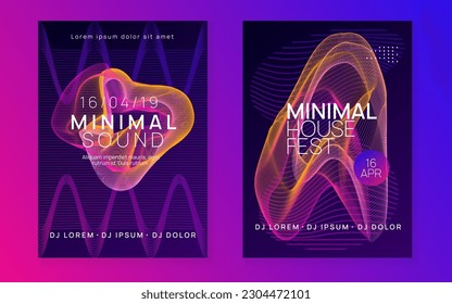 Dj flyer. Dynamic gradient shape and line. Energy concert magazine set. Neon dj flyer. Electro dance music. Electronic sound event. Club fest poster. Techno trance party.