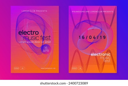 Dj flyer. Dynamic gradient shape and line. Modern show brochure set. Neon dj flyer. Electro dance music. Electronic sound event. Club fest poster. Techno trance party.