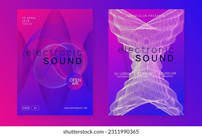 Dj flyer. Energy discotheque brochure set. Dynamic fluid shape and line. Neon dj flyer. Electro dance music. Electronic sound event. Club fest poster. Techno trance party.
