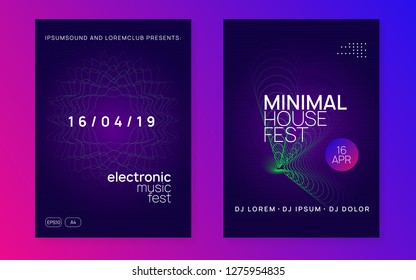 Dj flyer. Energy show brochure set. Dynamic gradient shape and line. Neon dj flyer. Electro dance music. Electronic sound event. Club fest poster. Techno trance party.