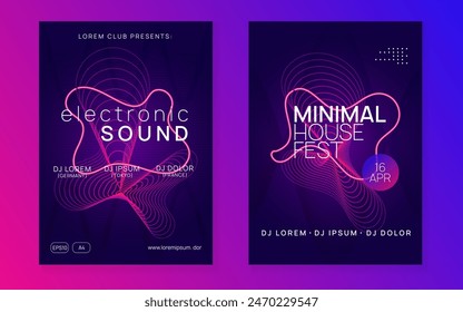 Dj Flyer. Festival Vector. Night Club Banner. Green Edm Poster. Dance Trance Element. Pink Sound Event. Nightclub Disco Invitation. Blue Dj Flyer