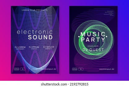 Dj flyer. Modern concert magazine set. Dynamic fluid shape and line. Neon dj flyer. Electro dance music. Electronic sound event. Club fest poster. Techno trance party.