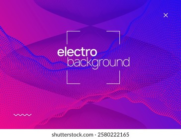 Dj Flyer. Psychedelic Audio Invitation. Edm Electro Graphic. Blue Discotheque Design. Concert Vector. Music Magazine. Violet Sound Background. Pink Dj Flyer