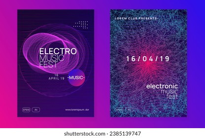 Dj flyer. Trendy show banner set. Dynamic fluid shape and line. Neon dj flyer. Electro dance music. Electronic sound event. Club fest poster. Techno trance party.