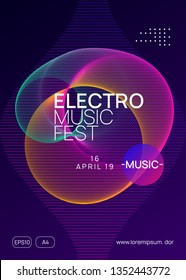 Dj flyer. Trendy show invitation concept. Dynamic gradient shape and line. Neon dj flyer. Electro dance music. Electronic sound event. Club fest poster. Techno trance party.