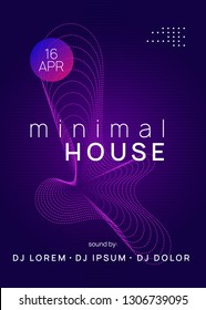 Dj flyer. Wavy show cover template. Dynamic gradient shape and line. Neon dj flyer. Electro dance music. Electronic sound event. Club fest poster. Techno trance party.