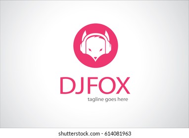 DJ FOX Logo Template Design