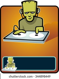 DJ Frankenstein-vector illustration of Halloween Party DJ