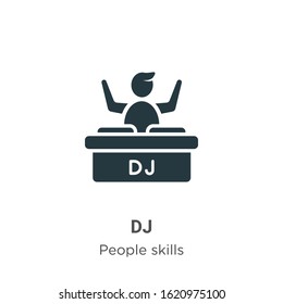 Dj glyph icon vector on white background. Flat vector dj icon symbol sign from modern people skills collection for mobile concept and web apps design.