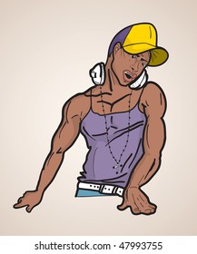 DJ. Hand drawn illustration.