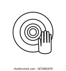dj hand and vinyl disk line style icon vector illustration design