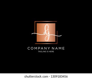 DJ handwriting initial  logo vector
