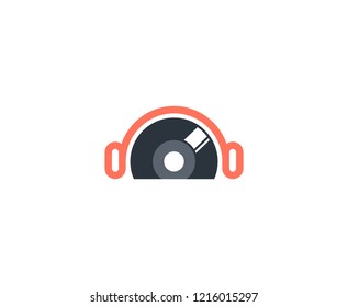 Dj headphones record logo 