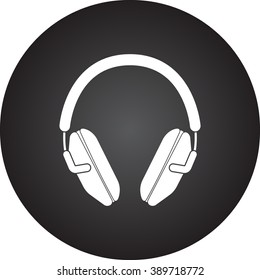 Dj headphones simple icon  on round background