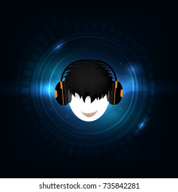 DJ with headphones vector illustration