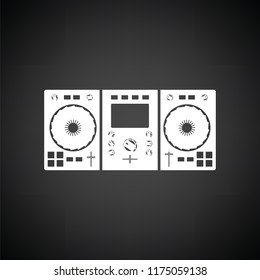 DJ icon. Black background with white. Vector illustration.