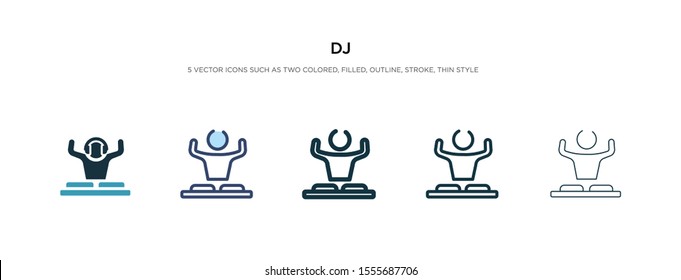 dj icon in different style vector illustration. two colored and black dj vector icons designed in filled, outline, line and stroke style can be used for web, mobile, ui