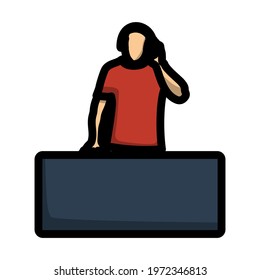 DJ Icon. Editable Bold Outline With Color Fill Design. Vector Illustration.