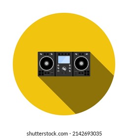 DJ Icon. Editable Bold Outline With Color Fill Design. Vector Illustration.