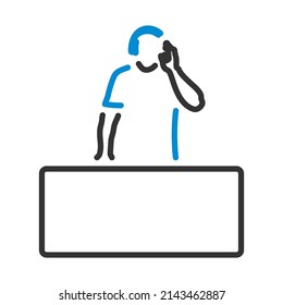 DJ Icon. Editable Bold Outline With Color Fill Design. Vector Illustration.