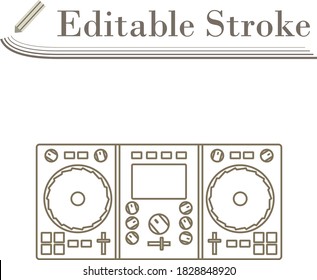 DJ Icon. Editable Stroke Simple Design. Vector Illustration.