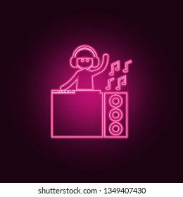 DJ icon. Elements of Family in neon style icons. Simple icon for websites, web design, mobile app, info graphics