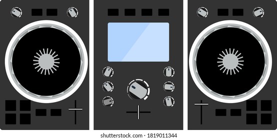 DJ Icon. Flat Color Design. Vector Illustration.