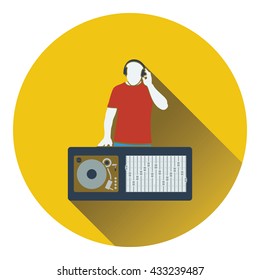 DJ icon. Flat design. Vector illustration.
