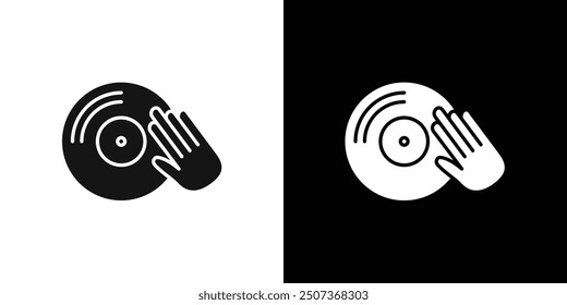 Dj icon flat line symbol set.