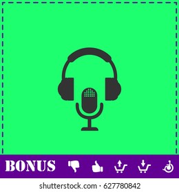 Dj icon flat. Simple vector symbol and bonus icon