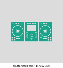 DJ icon. Gray background with green. Vector illustration.