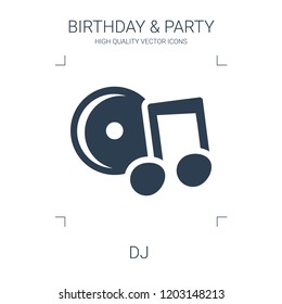 dj icon. high quality filled dj icon on white background. from birthday party collection flat trendy vector dj symbol. use for web and mobile